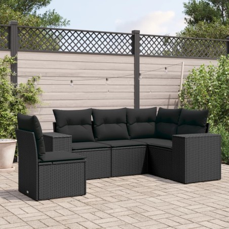 vidaXL Set de muebles de jardín 5 pzas y cojines ratán sintético negro