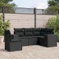 vidaXL Set de muebles de jardín 5 pzas y cojines ratán sintético negro vidaXL Set de muebles de jardín 5 pzas y cojines ratán sintético negro