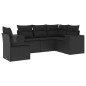 vidaXL Set de muebles de jardín 5 pzas y cojines ratán sintético negro vidaXL Set de muebles de jardín 5 pzas y cojines ratán sintético negro