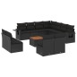 vidaXL Set de sofás de jardín 12 piezas cojines ratán sintético negro vidaXL Set de sofás de jardín 12 piezas cojines ratán sintético negro