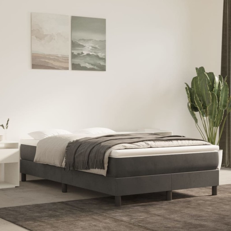 vidaXL Cama box spring con colchón terciopelo gris oscuro 120x200 cm vidaXL Cama box spring con colchón terciopelo gris oscuro 120x200 cm