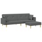 vidaXL Sofá cama de 2 plazas con taburete tela gris oscuro vidaXL Sofá cama de 2 plazas con taburete tela gris oscuro