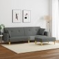 vidaXL Sofá cama de 2 plazas con taburete tela gris oscuro vidaXL Sofá cama de 2 plazas con taburete tela gris oscuro