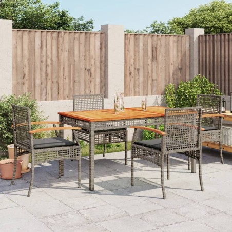 vidaXL Set comedor de jardín 5 piezas con cojines ratán sintético gris