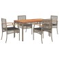 vidaXL Set comedor de jardín 5 piezas con cojines ratán sintético gris vidaXL Set comedor de jardín 5 piezas con cojines ratán sintético gris