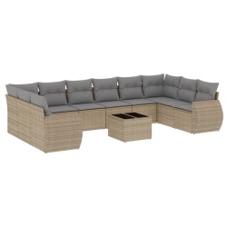 vidaXL Set de sofás de jardín 11pzas con cojines ratán sintético beige
