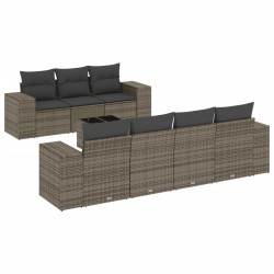 vidaXL Set de sofás de jardín 8 pzas y cojines ratán sintético gris