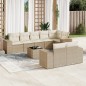 vidaXL Set de sofás de jardín 9 pzas con cojines ratán sintético beige vidaXL Set de sofás de jardín 9 pzas con cojines ratán sintético beige