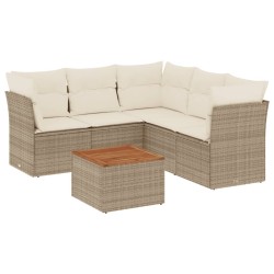 vidaXL Juego de sofás jardín con cojines 6 pzas ratán sintético beige