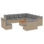 vidaXL Set sofás jardín 14 pzas y cojines ratán sintético beige mezcla vidaXL Set sofás jardín 14 pzas y cojines ratán sintético beige mezcla