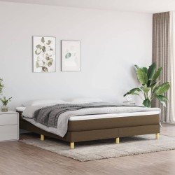 vidaXL Cama box spring con colchón tela marrón oscuro 180x200 cm