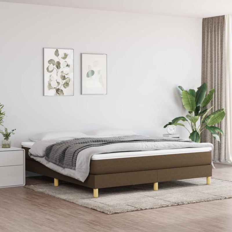 vidaXL Cama box spring con colchón tela marrón oscuro 180x200 cm vidaXL Cama box spring con colchón tela marrón oscuro 180x200 cm