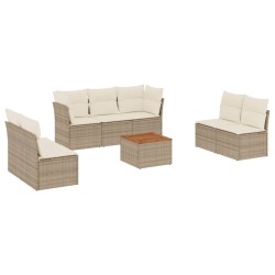 vidaXL Juego de sofás de jardín con cojines beige 8 pzas ratán PE