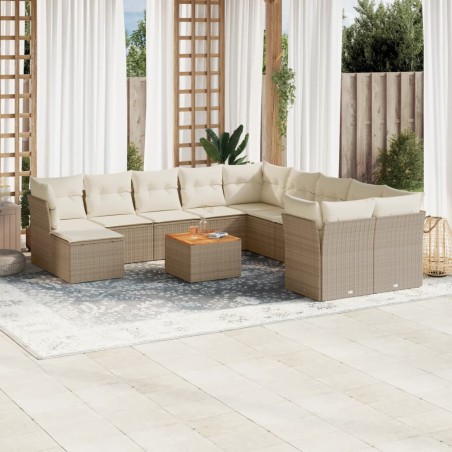 vidaXL Set de sofás de jardín 12 pzas y cojines ratán sintético marrón
