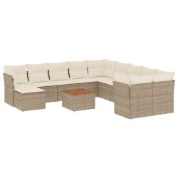 vidaXL Set de sofás de jardín 12 pzas y cojines ratán sintético marrón