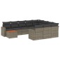 vidaXL Set de sofás de jardín 11 pzas y cojines ratán sintético gris vidaXL Set de sofás de jardín 11 pzas y cojines ratán sintético gris