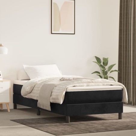 vidaXL Cama box spring con colchón terciopelo negro 100x200 cm