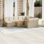 vidaXL Set de sofás de jardín 11pzas con cojines ratán sintético beige vidaXL Set de sofás de jardín 11pzas con cojines ratán sintético beige