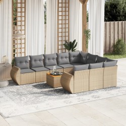 vidaXL Set de sofás de jardín 11pzas con cojines ratán sintético beige