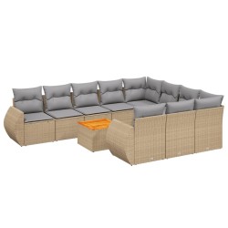 vidaXL Set de sofás de jardín 11pzas con cojines ratán sintético beige