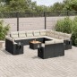 vidaXL Set sofás de jardín 14 pzas con cojines ratán sintético negro vidaXL Set sofás de jardín 14 pzas con cojines ratán sintético negro