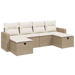 vidaXL Juego de sofás jardín con cojines 6 pzas ratán sintético beige