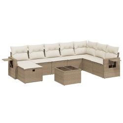 vidaXL Set de sofás de jardín 9 pzas con cojines ratán sintético beige