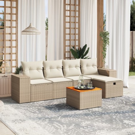 vidaXL Juego de sofás jardín con cojines 6 pzas ratán sintético beige