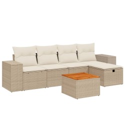 vidaXL Juego de sofás jardín con cojines 6 pzas ratán sintético beige