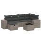vidaXL Set de sofás de jardín 7 piezas con cojines ratán PE gris vidaXL Set de sofás de jardín 7 piezas con cojines ratán PE gris