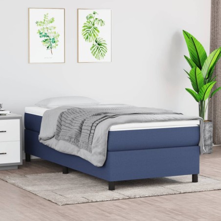 vidaXL Cama box spring con colchón tela azul 90x200 cm