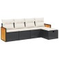vidaXL Set de muebles de jardín 5 pzas y cojines ratán sintético negro vidaXL Set de muebles de jardín 5 pzas y cojines ratán sintético negro