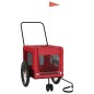 vidaXL Remolque de bicicleta mascotas hierro tela Oxford rojo negro