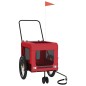 vidaXL Remolque de bicicleta mascotas hierro tela Oxford rojo negro