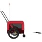 vidaXL Remolque de bicicleta mascotas hierro tela Oxford rojo negro