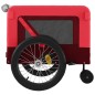 vidaXL Remolque de bicicleta mascotas hierro tela Oxford rojo negro