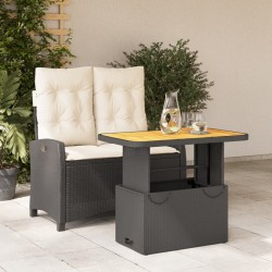 vidaXL Set comedor de jardín 2 pzas con cojines ratán sintético negro