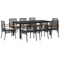 vidaXL Set de comedor de jardín 9 pzas y cojines ratán sintético negro vidaXL Set de comedor de jardín 9 pzas y cojines ratán sintético negro