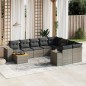 vidaXL Set de sofás de jardín 10 pzas con cojines ratán sintético gris vidaXL Set de sofás de jardín 10 pzas con cojines ratán sintético gris