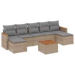 vidaXL Juego de sofás jardín con cojines beige mezcla 8 pzas ratán PE