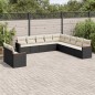 vidaXL Set de sofás de jardín 11 pzas y cojines ratán sintético negro vidaXL Set de sofás de jardín 11 pzas y cojines ratán sintético negro
