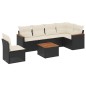 vidaXL Set de comedor de jardín 7 pzas y cojines ratán sintético negro vidaXL Set de comedor de jardín 7 pzas y cojines ratán sintético negro