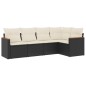 vidaXL Set de muebles de jardín 5 pzas y cojines ratán sintético negro