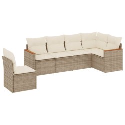 vidaXL Juego de sofás jardín con cojines 6 pzas ratán sintético beige