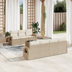 vidaXL Juego de sofás de jardín con cojines beige 8 pzas ratán PE