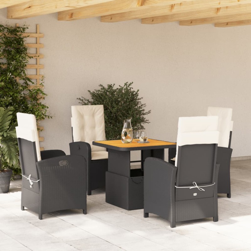 vidaXL Set de muebles jardín 5 pzas con cojines ratán sintético negro vidaXL Set de muebles jardín 5 pzas con cojines ratán sintético negro