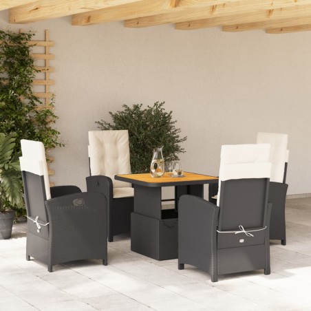 vidaXL Set de muebles jardín 5 pzas con cojines ratán sintético negro