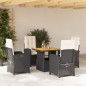 vidaXL Set de muebles jardín 5 pzas con cojines ratán sintético negro vidaXL Set de muebles jardín 5 pzas con cojines ratán sintético negro