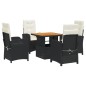 vidaXL Set de muebles jardín 5 pzas con cojines ratán sintético negro vidaXL Set de muebles jardín 5 pzas con cojines ratán sintético negro