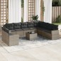 vidaXL Set de sofás de jardín 11 pzas y cojines ratán sintético gris vidaXL Set de sofás de jardín 11 pzas y cojines ratán sintético gris